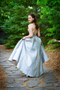 SSaskatoon Formal Grad Prom female photo full skirt silver dress Boffins Gardens
