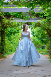 Saskatoon Formal Grad Prom female photo full skirt silver dress Boffins Gardens